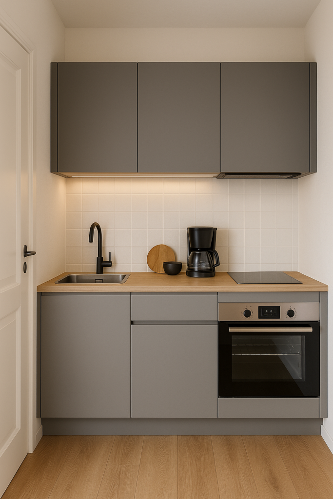 Een compacte keukenindeling laat zien hoe je ruimte praktisch benut.